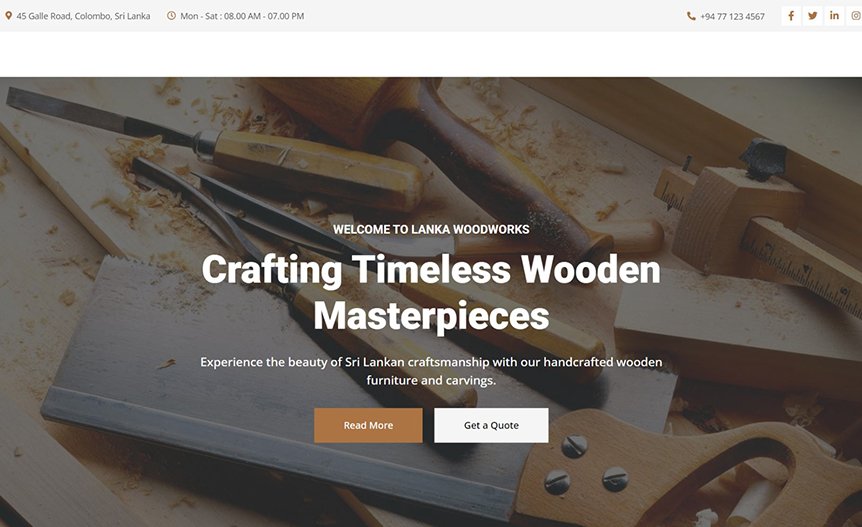 Screenshot of the demo website